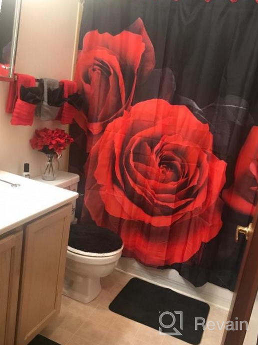 img 1 attached to Experience The Elegance Of LIVILAN'S Red Rose Shower Curtain Set With 12 Hooks - Waterproof And Perfect For Valentine'S Day! review by Jyothish Pillai