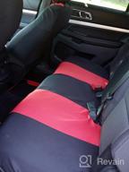 img 1 attached to Red BDK Combo Fresh Design Car Seat Covers (2 Front 1 Bench) Ergonomic Steering Cover Heavy Protection Graphic Auto Floor Mats (4 Set) review by James Morrow