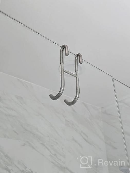 img 1 attached to Black Frameless Glass Shower Door Towel Hooks (2-Pack) By Simtive - Squeegee Hanger For Bathroom Doors. review by Devin Bro