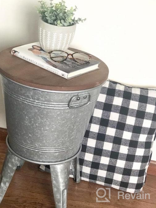 img 1 attached to Distressed White Farmhouse Accent Side Table - Galvanized Rustic Coffee Table With Metal Storage Ottoman Wood Cover & Stand Decor Bench Legs (Set Of 1) review by Chris Sisley