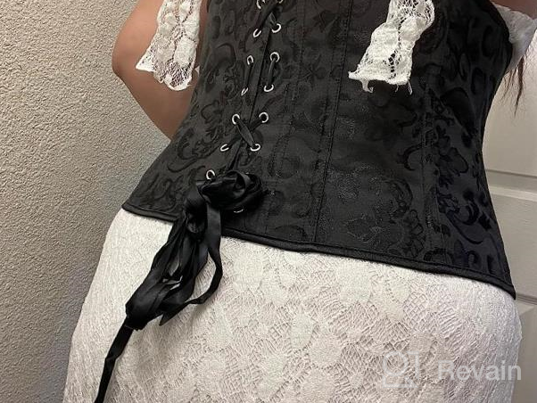 img 1 attached to Women'S Jacquard Brocade Lace-Up Boned Waist Training Corset Underbust review by Veronica Wade