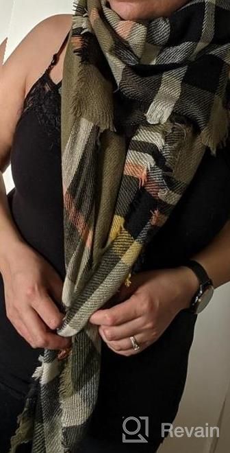 img 1 attached to Oversized Blanket Scarf For Women Travel Tartan Wrap Plaid Square Warm Wrap Shawl Scarves review by Lisa Phelps