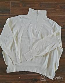 img 7 attached to Women'S Long Sleeve Slouchy Ribbed Knit Sweatshirt Pullover W/ 1/4 Zipper & Shoulder Slits