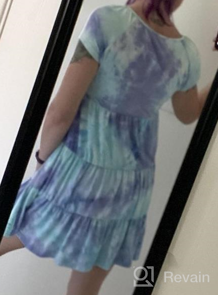 img 1 attached to Women'S Short Sleeve V Neck Tie Dye Floral Print Tunic Dress Flowy Summer Dresses review by Sandra Edwards