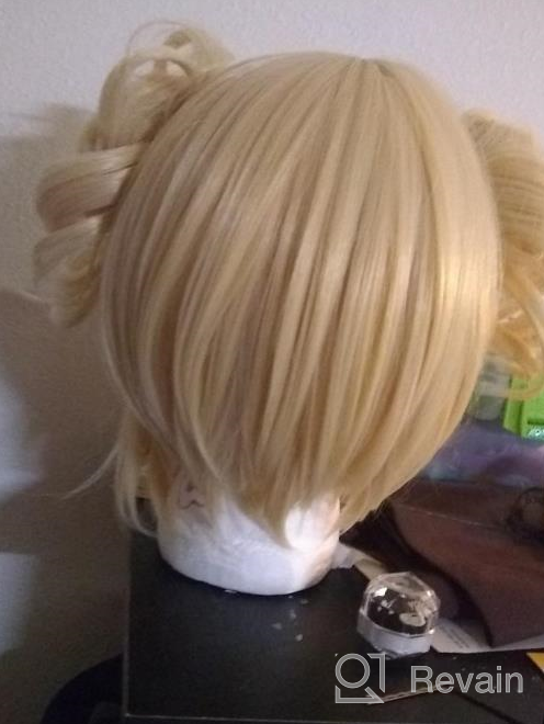 img 1 attached to Blonde Bun Anime Cosplay Wig For Halloween Costume Heroes - Linfairy Wig review by Isaac Tutt