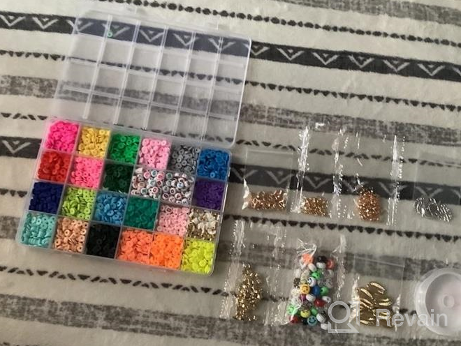 img 1 attached to 10000Pcs Polymer Clay Beads For Bracelet Making, 40 Colors Flat Round Spacer Heishi Beads With Letter Charms Elastic Strings Jewelry Making Kit Bracelets Necklace (2 Storage Boxes) review by Ramesh Eastep