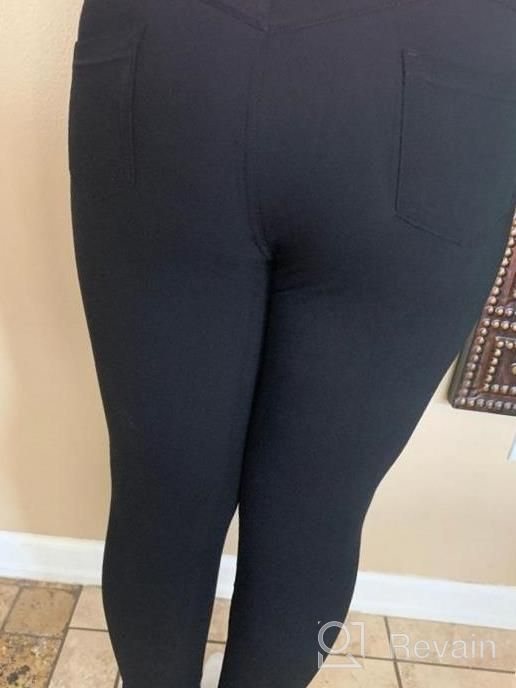 img 1 attached to Women'S Black Stretch Jeggings: CLIV Work Pants With Pockets - High Waisted & Pull On Office Ponte Pants review by Jessica Davis