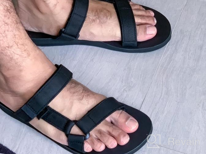 img 1 attached to Teva Leather 👡 Universal Slide Sandal - Black review by James Prizgint