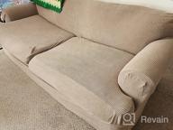 img 1 attached to T Cushion Sofa Slipcover - 3-Piece Soft Couch Cover Set With Individual T-Shape Seat Covers For Furniture Protection - Medium, Sand review by Bryan Cavalcante