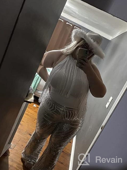 img 1 attached to Sparkle In Style: AZOKOE Sequin Bell Bottoms - Women'S High Waist Wide Leg Palazzo Lounge Pants review by Chris Pettway