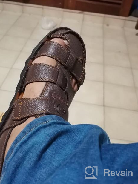 img 1 attached to Ultimate Comfort and Style: UPIShi Leather Sandals Fisherman Adjustable Men's Shoes review by Doug Olson