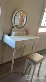 img 7 attached to Приготовьтесь стильно: письменный стол Furmax с зеркалом с подсветкой и ящиками для хранения вещей