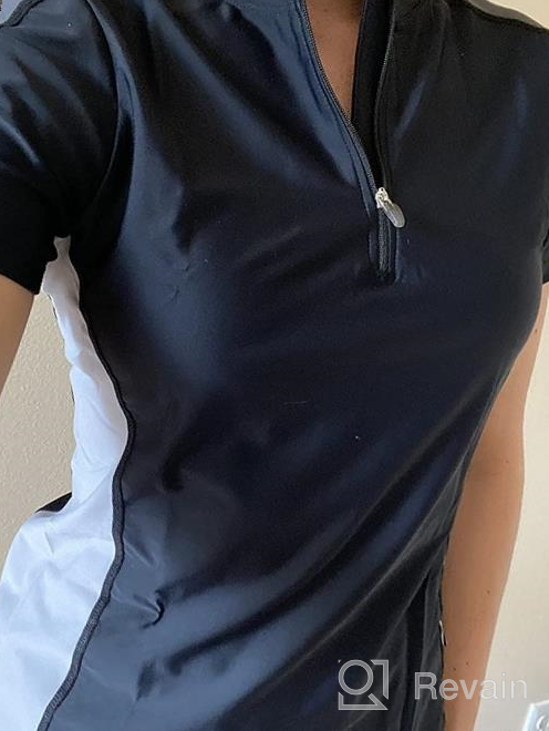 img 1 attached to Women'S UPF 50+ Sun Protection Rash Guard Short Sleeve Swim Shirt W/ Hidden Zip Pocket review by Darryl Buck