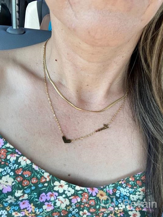 img 1 attached to 🌟 FILOBOKO 316L Stainless Steel Double Layer Necklace for Women: Rose Gold, Gold, Silver - Smile, Heart, Initial Choker | Young Girls' Favorite in 19 Colors review by Shannon Hanson