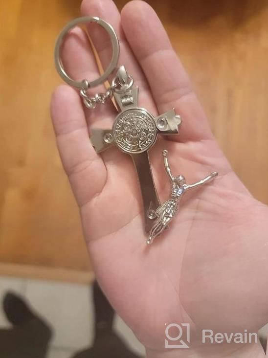 img 1 attached to Set Of 12 Large Italian St Benedict Cross Rosary Baptism Favors Religious Gifts First Communion Bulk Cross Keychain Wholesale review by Emily Allen
