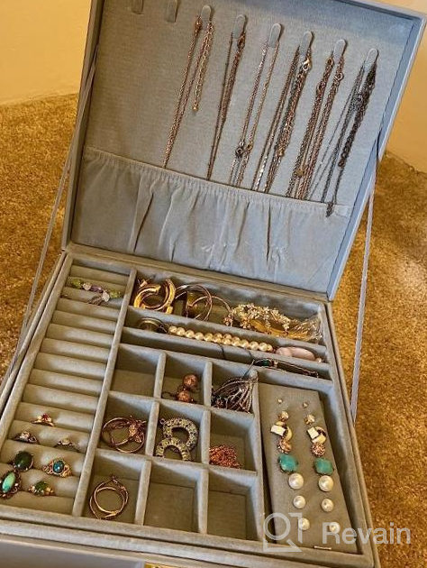 img 1 attached to Lockable Cream White 3-Layer Jewelry Box With Drawer For Women - Perfect Organizer For Earrings, Rings, Necklaces, Sunglasses And More By Misaya review by Timothy Johnson