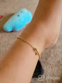 img 6 attached to 🔶 SHOWNII Heart Initial Gold Ankle Bracelet for Women Girls - 14k Real Gold Plated Anklet with Letter Bead Foot Chain, Extension - Summer Beach Gift