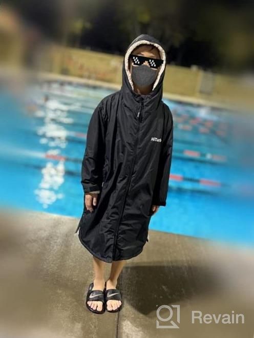 img 1 attached to Stay Warm And Dry In Style: Hiturbo Kids Swim Parka For Ages 5-12 - Waterproof, Hooded And Sherpa Fleece Lined review by Evan Zurlo