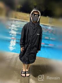 img 5 attached to Stay Warm And Dry In Style: Hiturbo Kids Swim Parka For Ages 5-12 - Waterproof, Hooded And Sherpa Fleece Lined