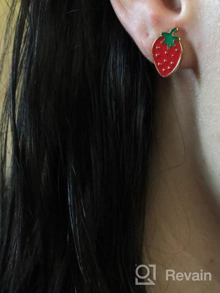 img 1 attached to Lux Accessories Women's Enamel Tropical Fruit Multiple Stud Earrings Set - Pack of 6 review by Michael Pickering