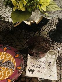 img 7 attached to Round 70" Black Lace Tablecloth Overlay With Spider Web And Mat For Halloween, Easter, Fireplace Mantle Decor