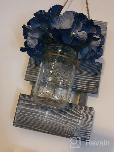 img 1 attached to Rustic Mason Jar Wall Sconces With LED Fairy Lights And Flowers - Set Of 2 - Decorative Farmhouse Home Décor With 6-Hour Timer review by Luis Estrella