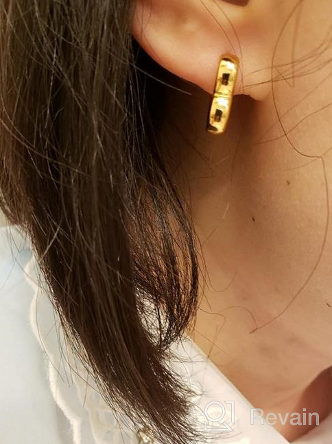 img 1 attached to ✨ Hypoallergenic Small Huggie Hoop Earrings for Women | FindChic | Star/Heart/Spike/Square | 18K Gold/Platinum/Rose Gold Plated | Sterling Silver Ear Wire | Girls' Studs review by Erin Sacchetti