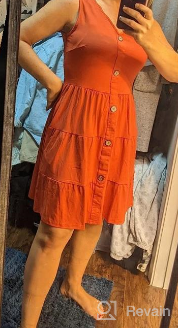 img 1 attached to MITILLY Sleeveless V-Neck Button-Down Swing Dress With Pockets For Women'S Summer Casual Wear review by Mandy Rodriguez