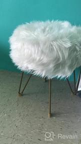img 5 attached to Подставка для ног из розового искусственного меха с металлическими ножками - мягкая декоративная мебель для гостиной, спальни и детской комнаты
