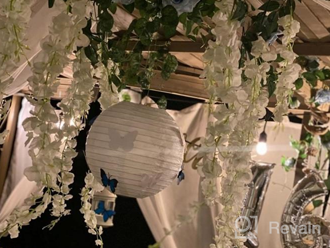 img 1 attached to 6Pcs Purple Artificial Silk Wisteria Vine Rattan Garland - Perfect For Weddings, Parties & Home Decorations! review by Rick Booth