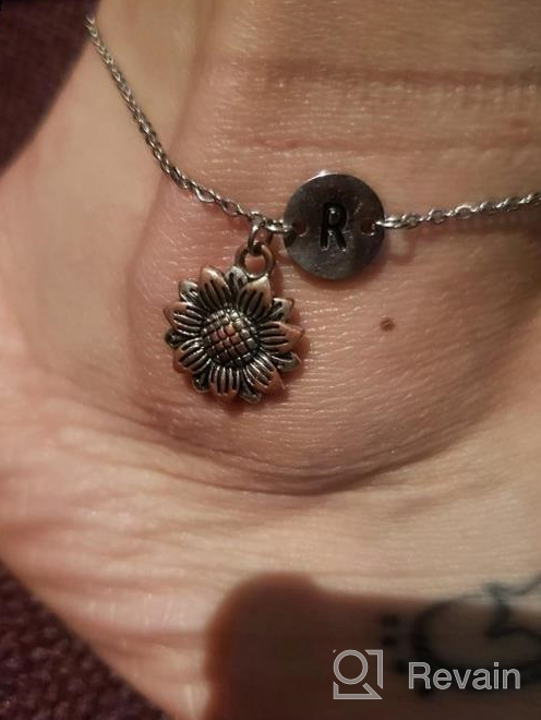 img 1 attached to 🌻 Sunflower Charm Initial Anklets for Women and Teen Girls - Jewelry Alphabet A to Z Link Anklet Bracelet by JoycuFF review by Jesus Cordova