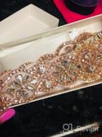 img 1 attached to Rose Gold Wedding Bridal Sash Crystal Rhinestone Belt With Pearls Beaded Applique Sewn Iron On For Formal Gown Dress review by Andrea Walters