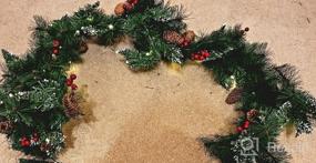 img 6 attached to 6FT Pre-Lit AISENO Artificial Christmas Garland - 50 Lights, Flocked Pine Cones, Red Berries & Bowknots For Xmas Decorations
