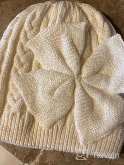 img 1 attached to Cute Girls Knitted Hats For Winter - Cotton Lined Toddler Beanies With Bow And Classic Design - Available For Infants And Toddlers Aged 0-6Y review by Jesse Wells