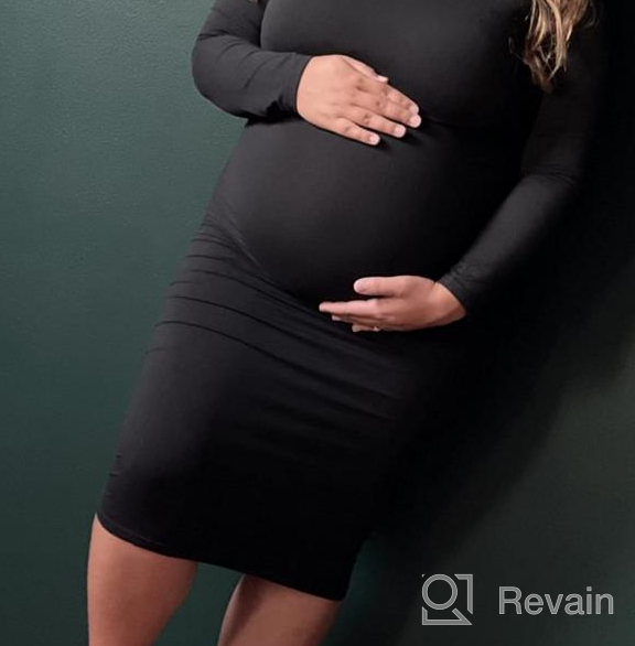 img 1 attached to Yeshape Turtleneck & Long Sleeve Maternity Dress Side Ruched Maternity Dress For Daily Wear Baby Shower Maternity Photoshoot review by Joe Martin