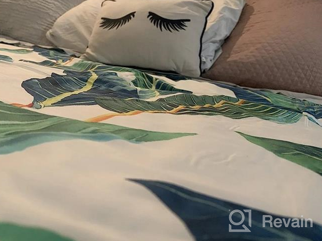 img 1 attached to Green Leaves Tropical Duvet Cover Set Queen Long Staple Cotton Floral Bedding Set Full Reversible 3 Pcs Leaves Comforter Cover Set 1 Duvet Cover With 2 Pillowcases Queen Bedding Collection review by James Lozoya