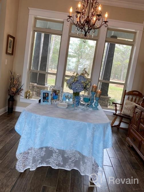 img 1 attached to White Lace Tablecloth Overlay - 60X120 Inches Embroidered Nylon Tablecloth For Weddings, Baby Showers And Rustic Events - Elegant And Durable Rustic Rectangular Table Cloth By ShinyBeauty review by Gerardo Cibrian