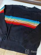 img 1 attached to Colorful Rainbow Striped Sweater For Women - Long Sleeve Crew Neck Color Block Casual Pullover Top By ECOWISH review by Jeff Kern