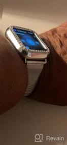 img 6 attached to Стильный тонкий металлический ремешок для часов Goton и чехол-бампер с блестящей бриллиантовой крышкой для женских Apple Watch Series 7 и 8 (серебро, 45 мм)