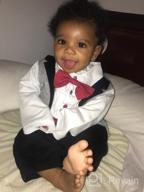 img 1 attached to 3-Piece Baby Boy Suit Outfit - Infant Tuxedo, Gentleman Jumpsuit & Beret Hat review by Kyle Smernes
