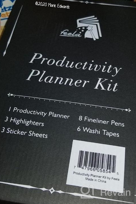 img 1 attached to Daily Planner, 2023 Undated Productivity A5 Goals Planner Kit By Feela, 8 Fineliner Pens, 3 Highlighters, 6 Stickers, 6 Washi Tapes, Lasts 6 Months, Black review by Chad Slaughter