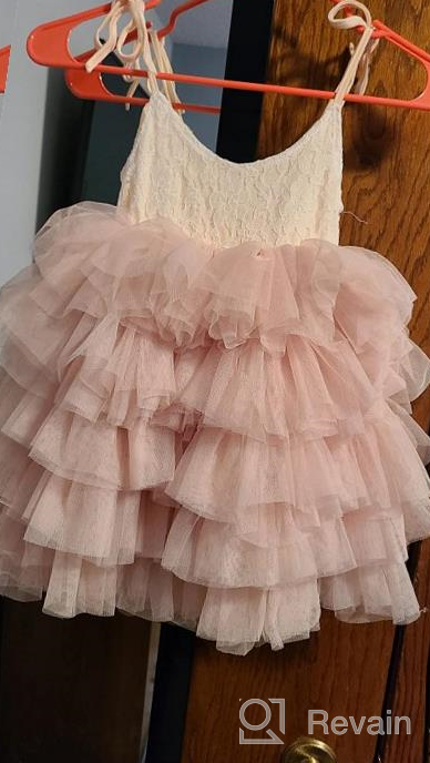 img 1 attached to Flower Strap Tiered Dresses Champagne Girls' Clothing and Dresses review by Cody Bowie