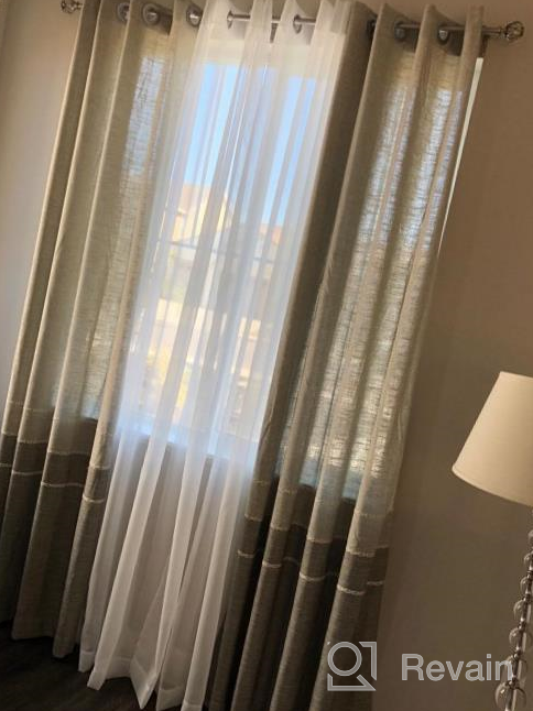 img 1 attached to Customized Linen Curtains Grey Mordern Embroidered Blackout Bedroom Divider Grommet Drapes - Quick Delivery review by Brian Gordon