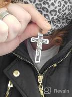 img 1 attached to HZMAN Stainless Steel Catholic INRI Cross Crucifix Pendant Necklace with Gold and Silver Tone Accents and 22+2 Inch Chain for Men and Women review by Vincent Lott