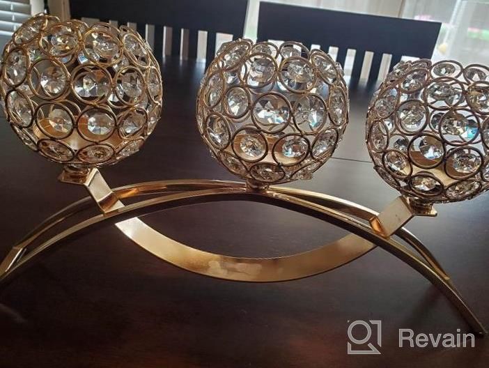 img 1 attached to 2PCS Gold Crystal Candle Holder Set - Perfect Holiday Decoration & Table Centerpiece! review by Sarah Richards