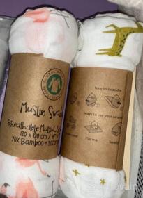 img 8 attached to Babebay Baby Swaddle Blanket, 47" X 47" Bamboo Muslin Wrap For Newborn Girls & Boys, Soft Silky Neutral Receiving Blanket Set (Fox & Flamingo)