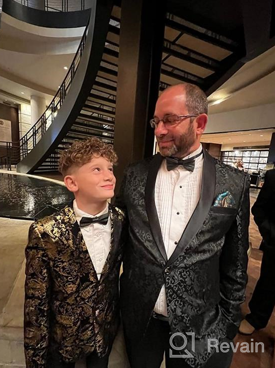 img 1 attached to 🤵 Golden Jacquard Boyland Tuxedo Formal Attire for Boys review by Nick Walsh
