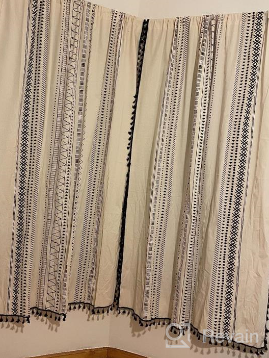 img 1 attached to ARTBECK Boho Cotton Linen Curtains With Tassels: Geometric Semi-Blackout Print Farmhouse Bohemian Window Drapes For Living Room, 1 Panel review by Jon Johnson