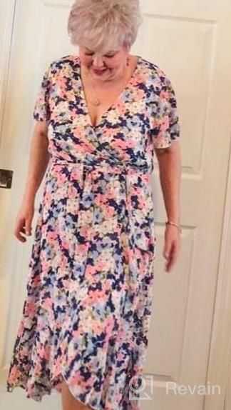 img 1 attached to Stylish And Comfortable Boho Floral Dress For Women - Angashion Summer Short Sleeve Wrap Midi Dress With High Low Ruffled Hem review by Lauren Allen