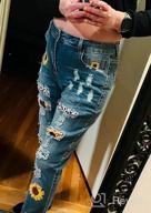 img 1 attached to Distressed Stretch Skinny Denim Jeans For Women With Plaid Patch And Rips - Boyfriend Style, Featuring Holes review by Tony Hanson